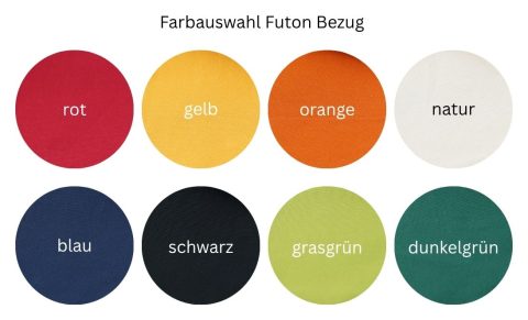 Farbkarte für Futon Bezug.