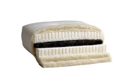 Futon Fumaflex - japanische Matratze - Blick in den Kern mit Schafwolle und Naturlatex in Bio-Qualität