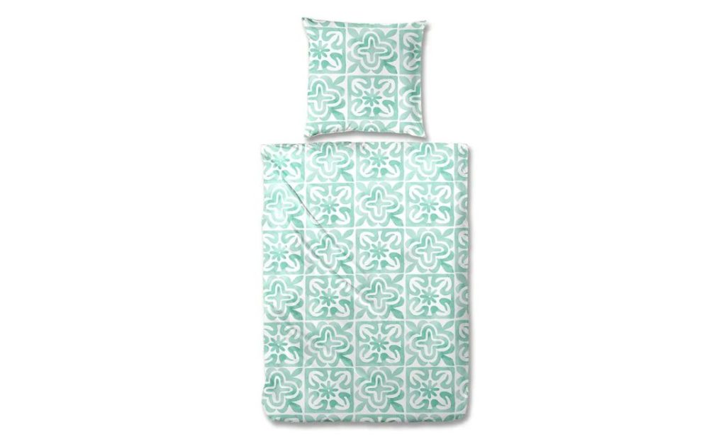Renforce Bettwäsche geometrisch gemustert in der Farbe Mint.