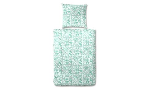 Renforce Bettwäsche geometrisch gemustert in der Farbe Mint.