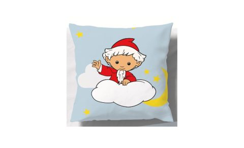 Deko-Kissen mit winkendem Sandmännchen.